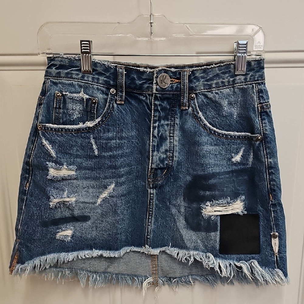Distressed, Denim, Skirt, Mini, Summer, Jean, Dance, Club, Streetwear, Y2k